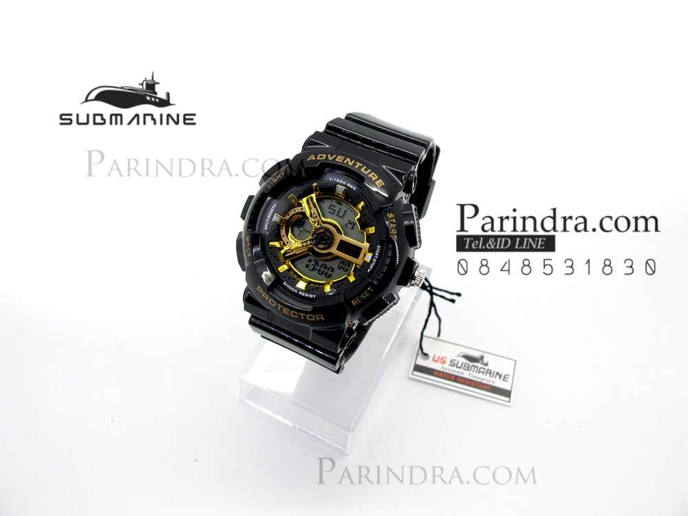 นาฬิกา US submarine Adventure Protector รุ่น TP3163L สีดำ-ทอง พื้นหลังเทา