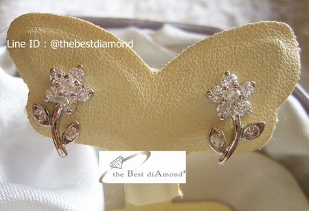 BE034RD ต่างหูเพชรCZ น่ารักๆๆ ดีไซน์รูปดอกไม้ เก๋สุดๆ ใส่ติดหูได้เลย