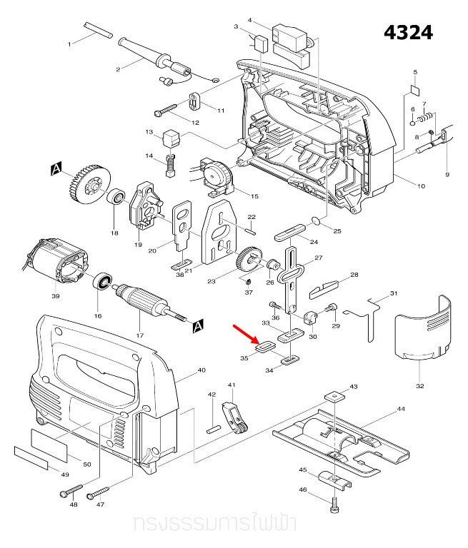 SEAL PLATE จิ๊กซอว์ Makita 4324 [#35], M4301B Pn.344686-3 (แท้) ##