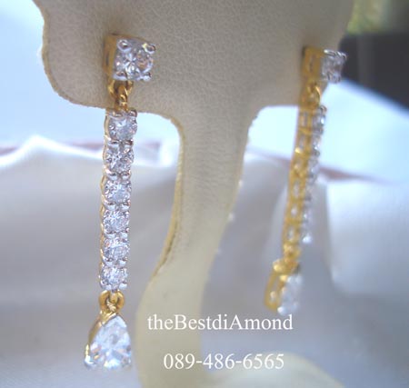 BE610+++ต่างหูระย้ารูปหยดน้ำ+++สวย เรียบ หรู เด่น สง่า มีระดับมากๆๆๆ อยู่ได้นานไม่มี out ใส่แล้วหน้าเรียวสวยค่ะ