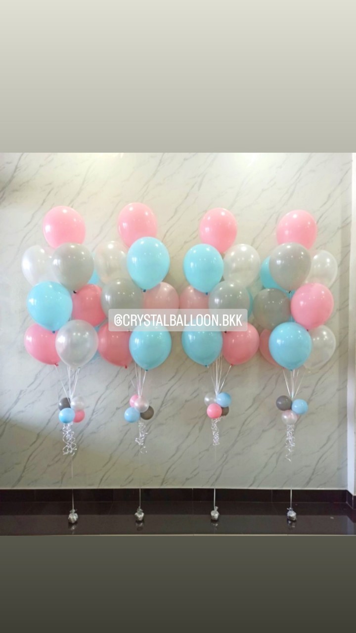 ลูกโป่ง Gender Reveal ช่อลูกโป่ง ช่อ 10 ลูก 4 ช่อ Theme สีพาสเทล พร้อมตกแต่ง สามารถเปลี่ยนสีลูกโป่งได้