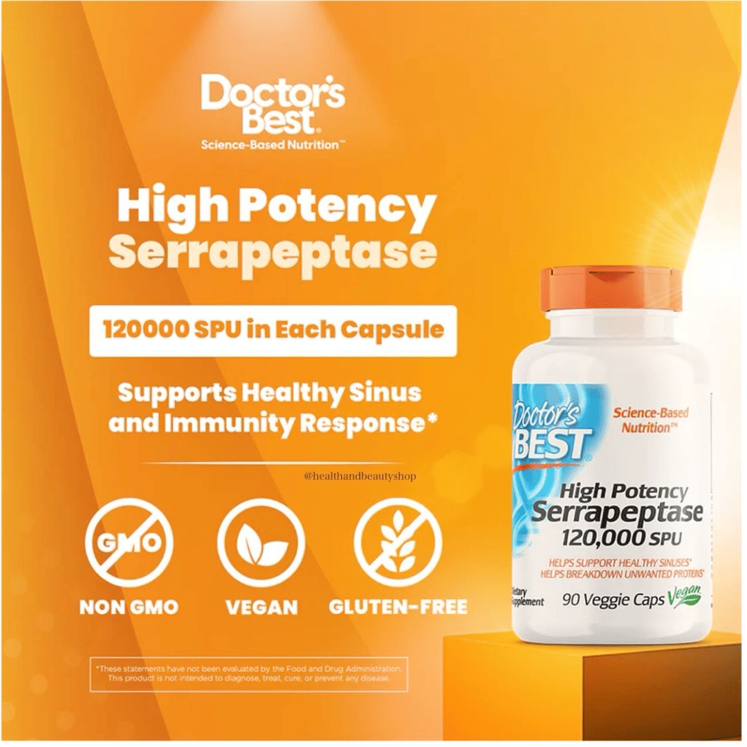 Doctor's Best Serrapeptase, 120,000 SPU, 90 Veggie Caps