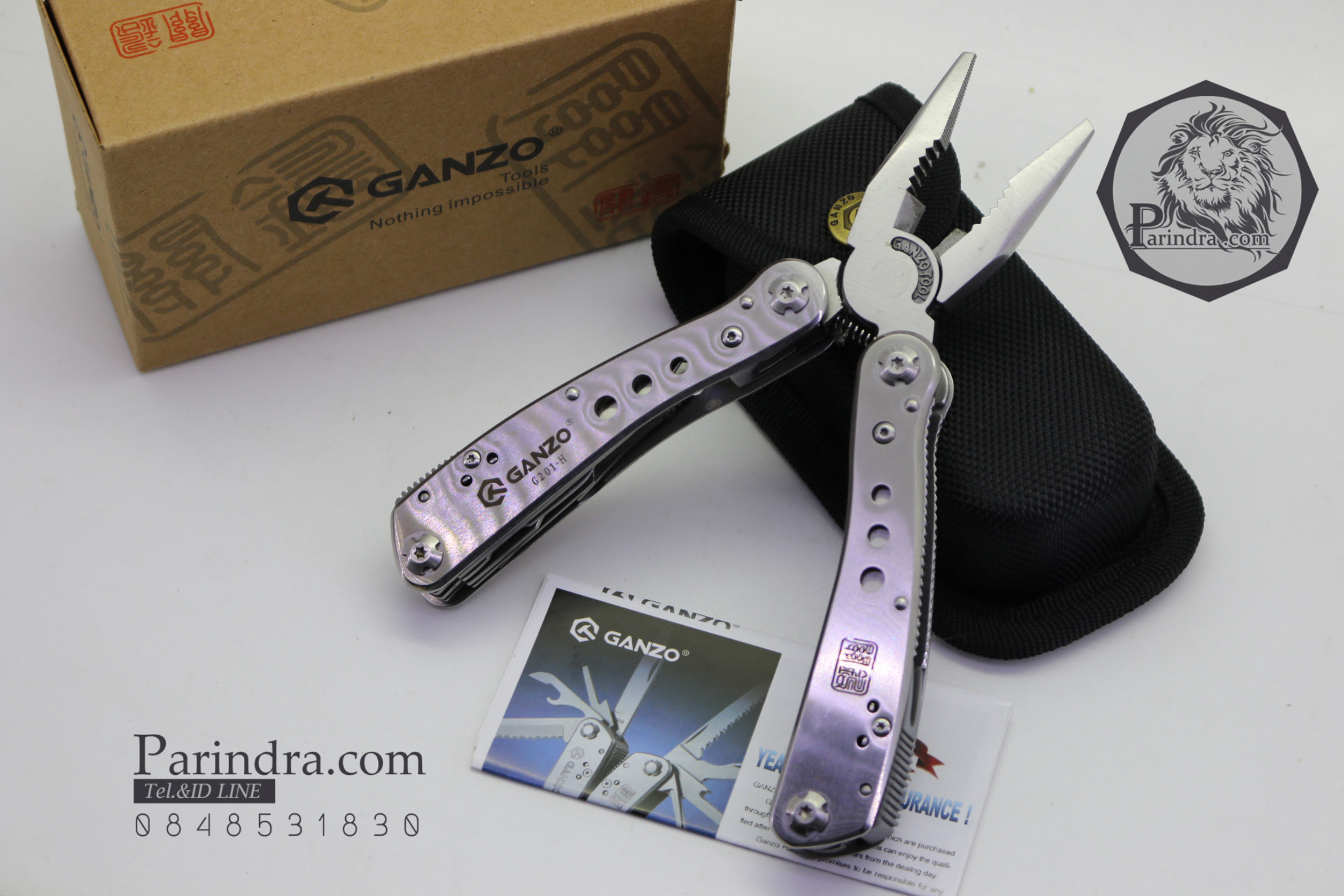 คีมเอนกประสงค์ Multi-Tools Ganzo กานโซ่ รุ่น G201-H สีเงินไทเทเนี่ยม ของแท้ 100%