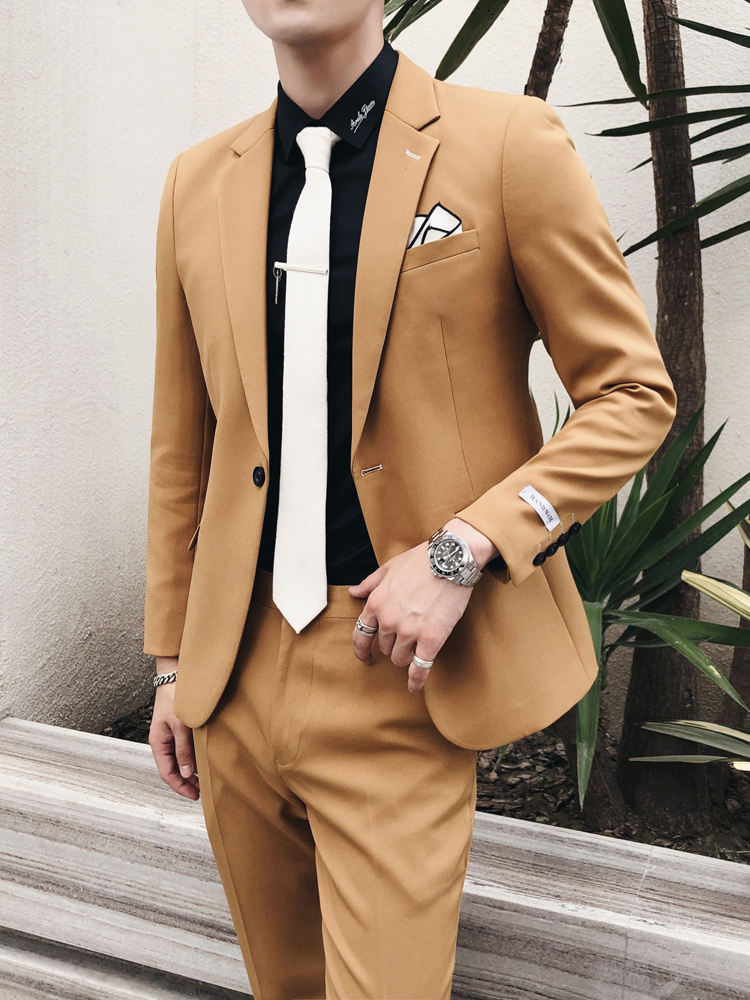 Pre-order เสื้อสูทชาย น้ำตาลทอง หล่อเนียบ ทรงสลิม