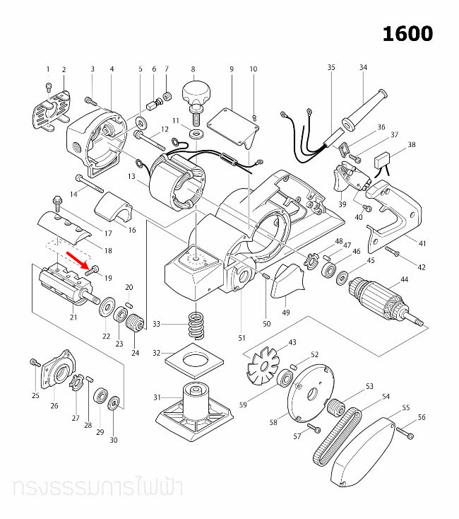 สกรูแฉกแบน M5X13 กบไสไม้ไฟฟ้า Makita มากีต้า 1600 [#19] Pn. 251212-0 (แท้) ##