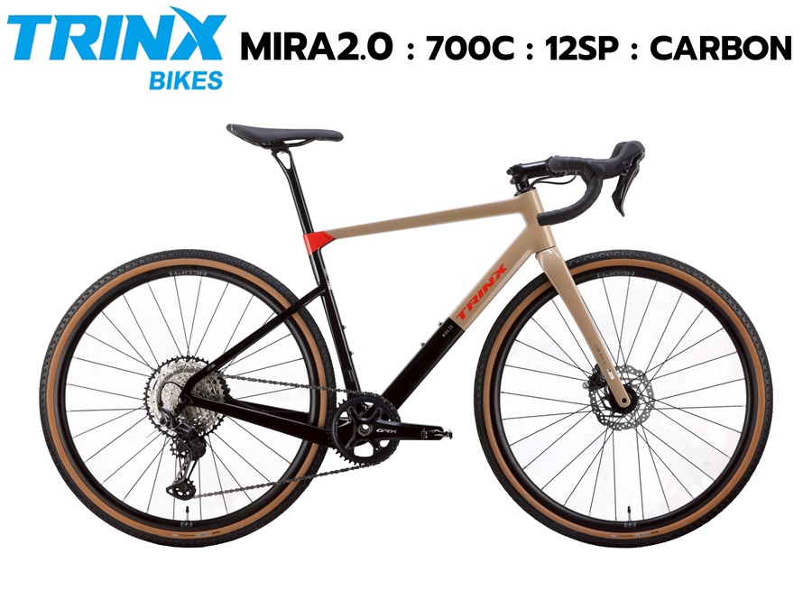 TRINX MIRA2.0 2025 จักรยานกราเวลคาร์บอน Shimano GRX 12 Speed กราเวลคาร์บอนสุดคุ้ม เฟืองไต่เขา 10-51T เฟรม/ตะเกียบ/หลักอานคาร์บอน พร้อมลุยด้วยยาง Maxxis 40C