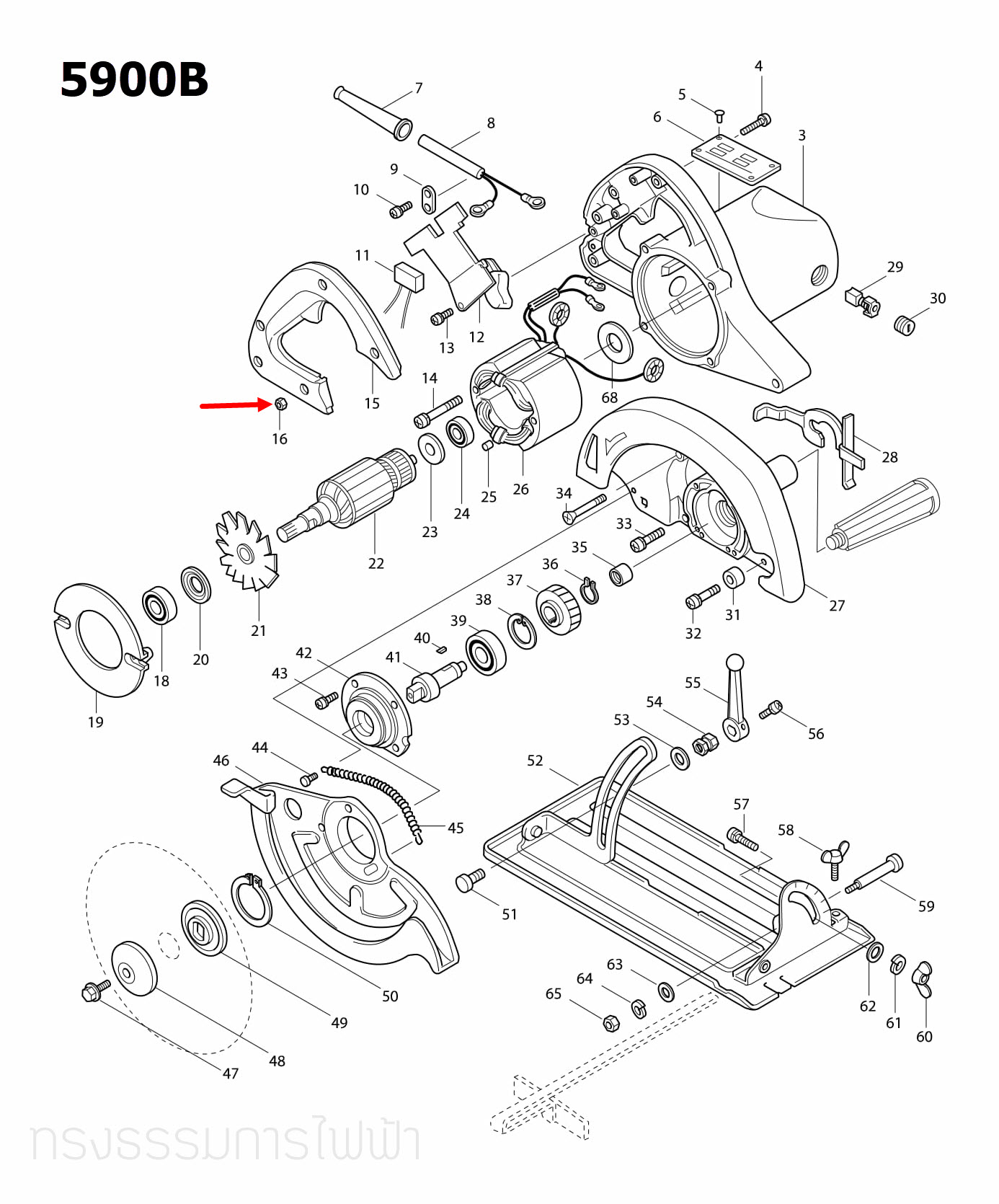 น๊อตยึดขาหนีบ เลื่อยวงเดือน Makita 5900B, 9045N, 9500N Pn.931102-0 (แท้) ##