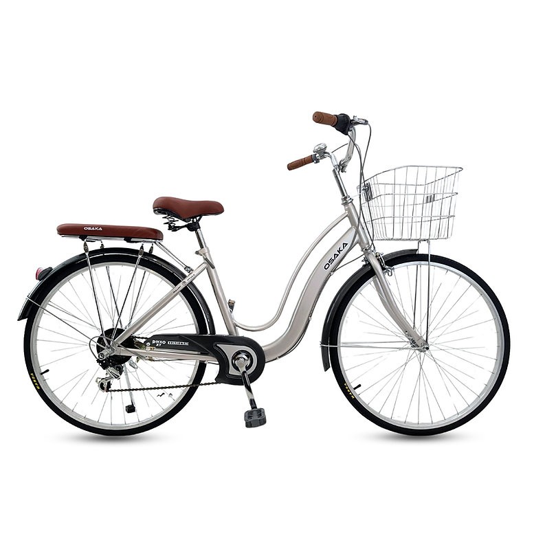 จักรยานแม่บ้าน OSAKA RIKKO CITY BIKE ตะกร้าสแตนเลสขนาดวงล้อ 26นิ้ว มีเกียร์ NEW2025