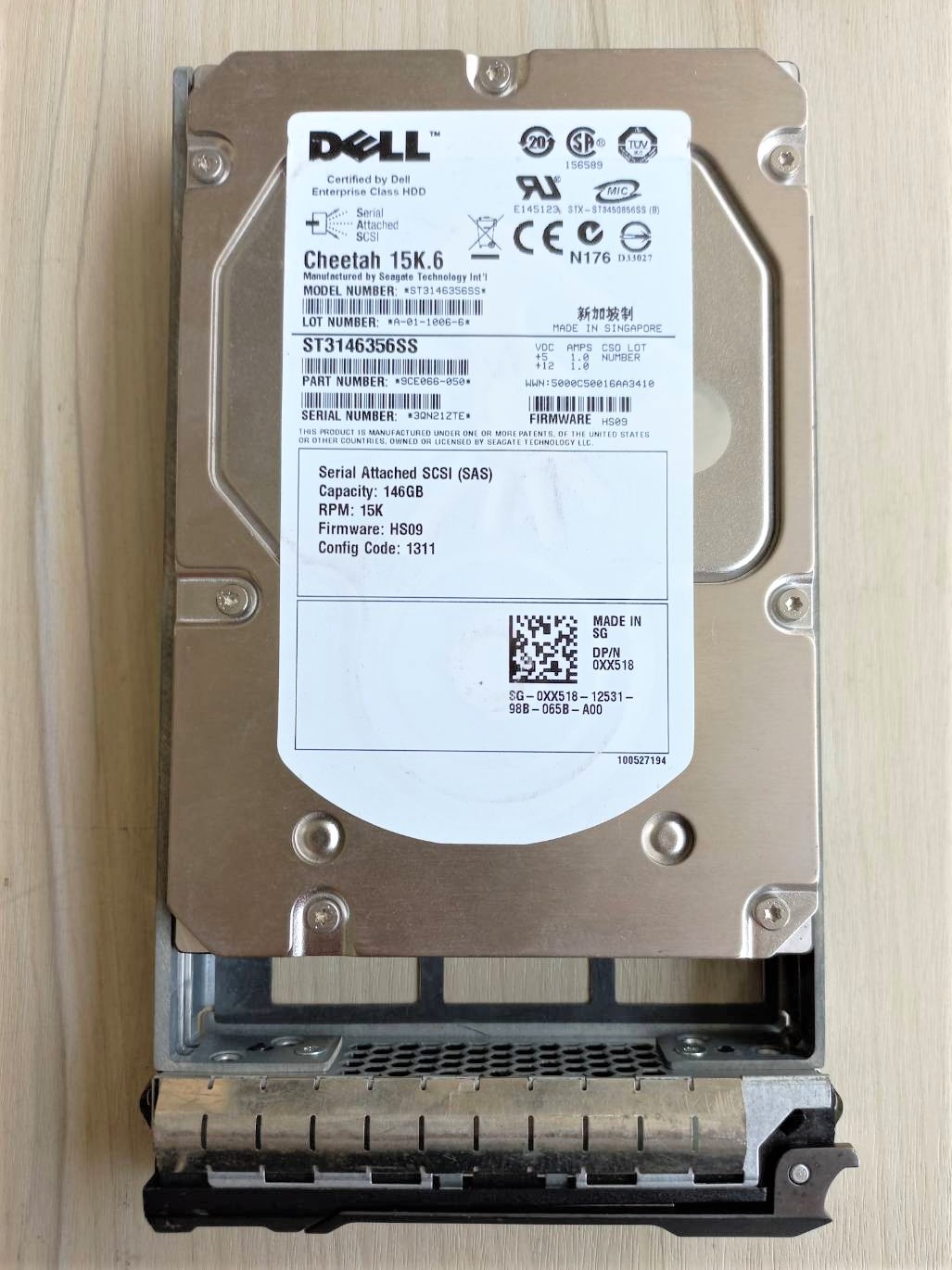 0XX518 XX518 Dell 146GB 15K 6G 3.5 inch SAS Hard Disk.