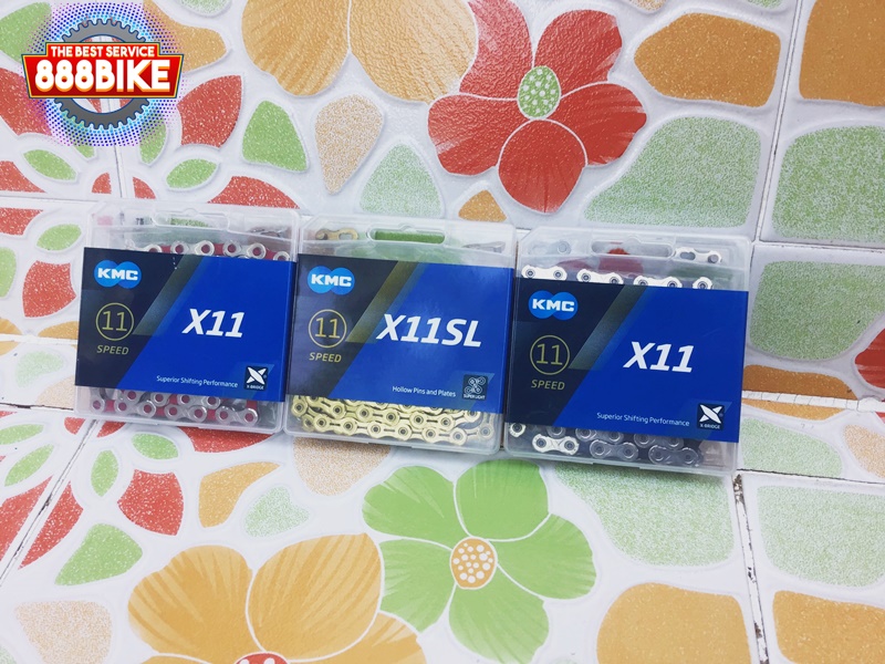 โซ่เกียร์ KMC X11 for MTB 1/2"x11/128", โซ่ 11สปีด 118 ข้อ ข้อต่อแบบปลดเร็ว มีแพ็ค
