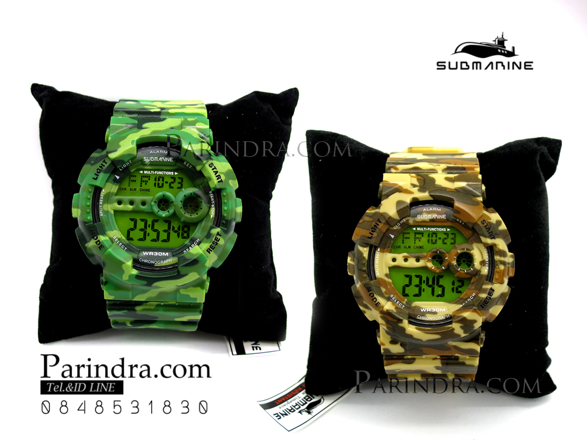 นาฬิกา US submarine รุ่น TP1340M (Military) สีลายพรางทหารสีเขียว หน้าปัดพื้นเขียว