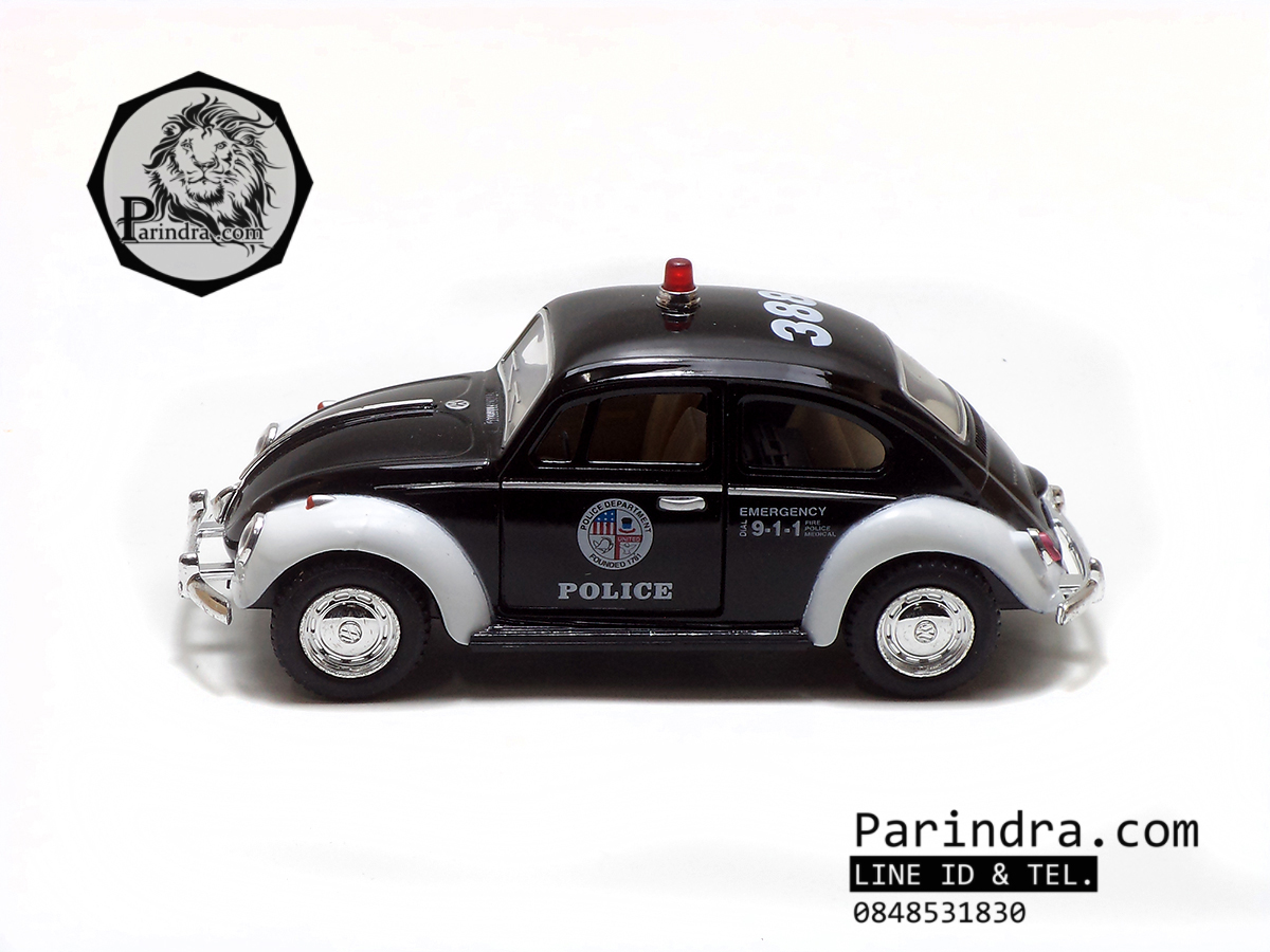 โมเดลรถเต่า Volkswagen 1967 อัตราส่วน 1:32 สีขาวตัดดำ รถเต่าตำรวจ