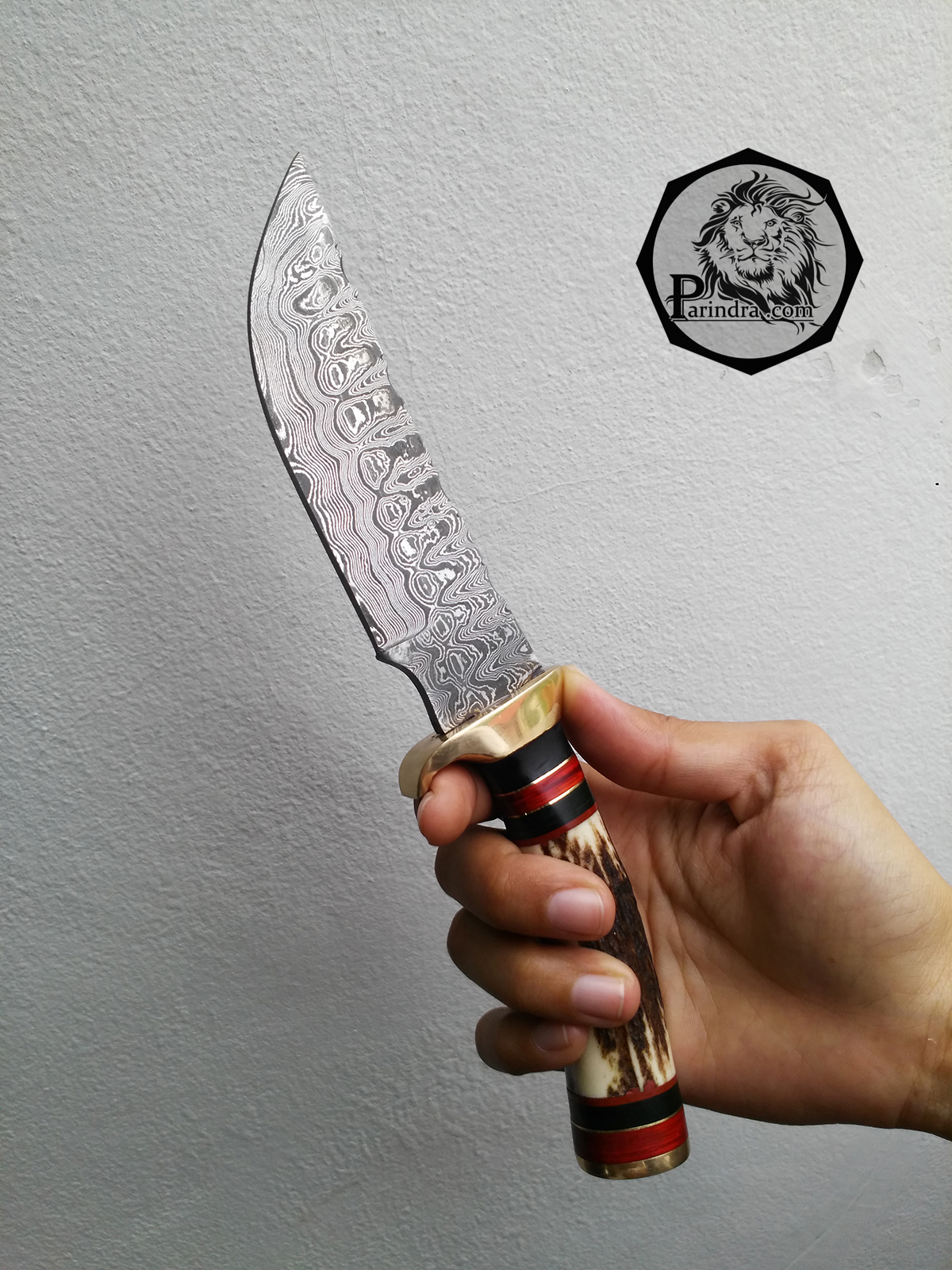 มีดดามัสกัส (Damascus) ด้ามเขากวาง ขนาด 9.4 นิ้ว 512 Layer นำเข้าจาก ปากีสถาน DPK001