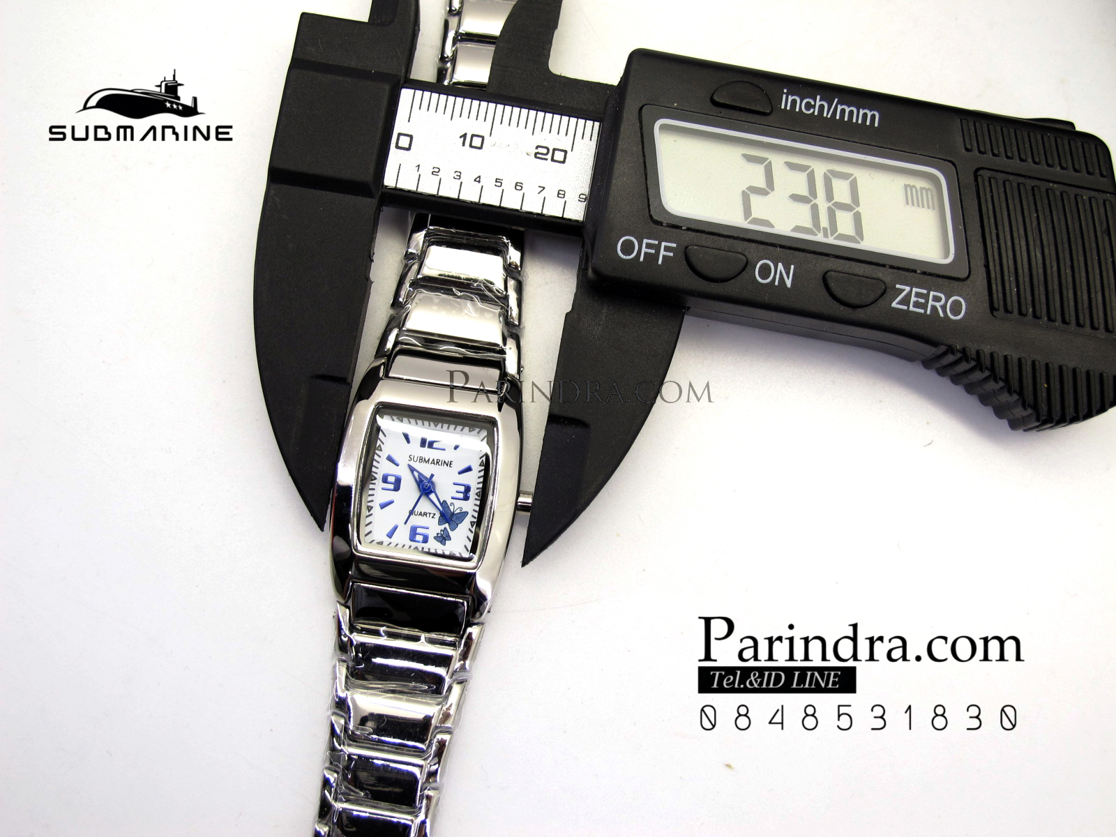 นาฬิกา U.S. submarine รุ่น J042L หน้าปัดขาว ลายผีเสื้อฟ้า