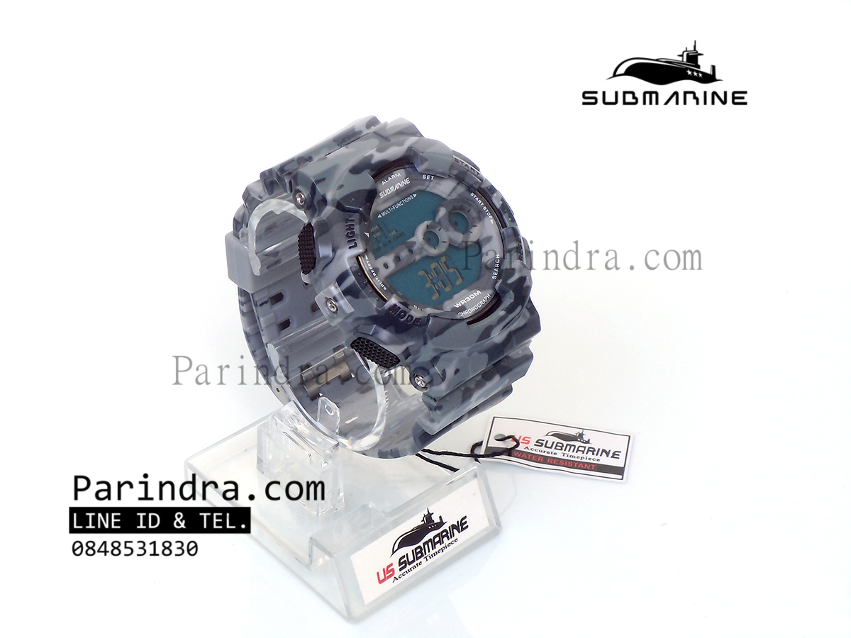 นาฬิกา US submarine รุ่น TP1340M (Military) สีลายพรางทหารสีเทาอ่อน หน้าปัดพื้นน้ำเงิน