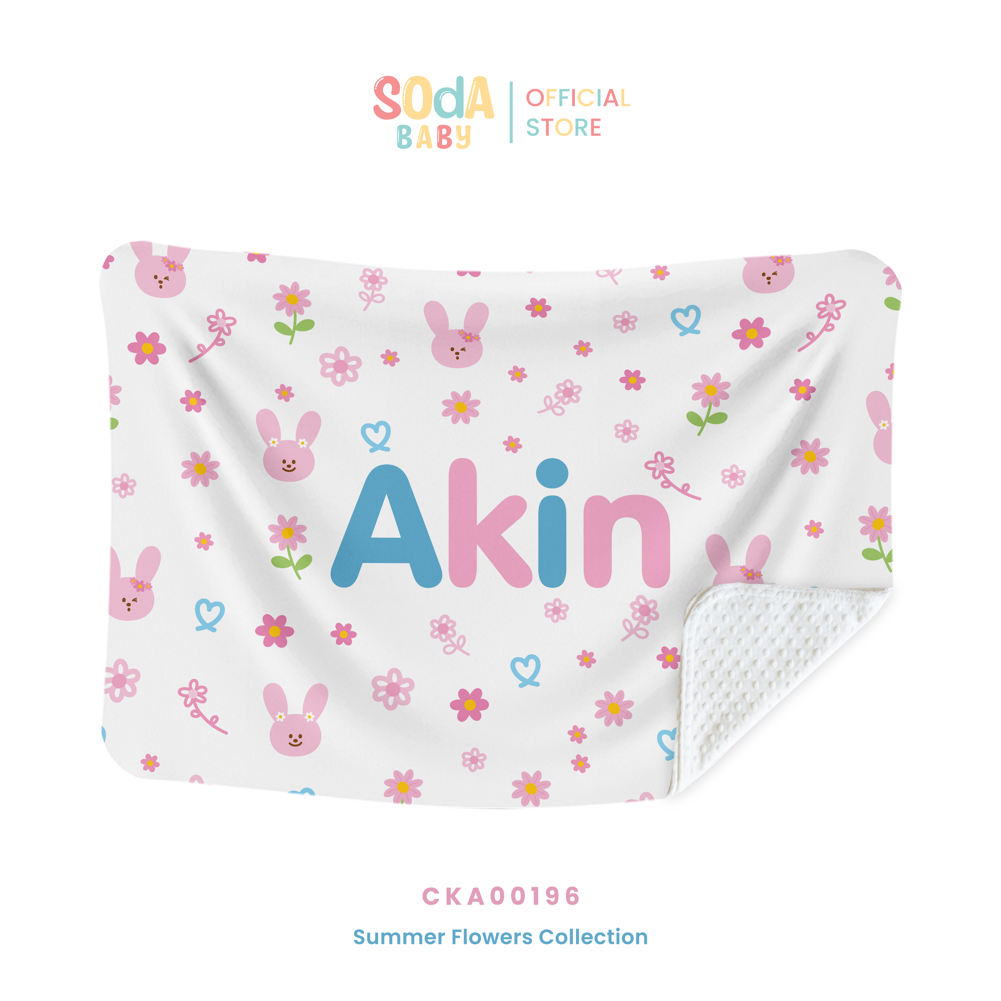 ผ้าห่มเด็ก ใส่ชื่อได้ ลาย Daisy and Rabbit รหัส CKA00196 🌼🌸 #SummerFlowers #ผ้าห่ม #SOdAbaby