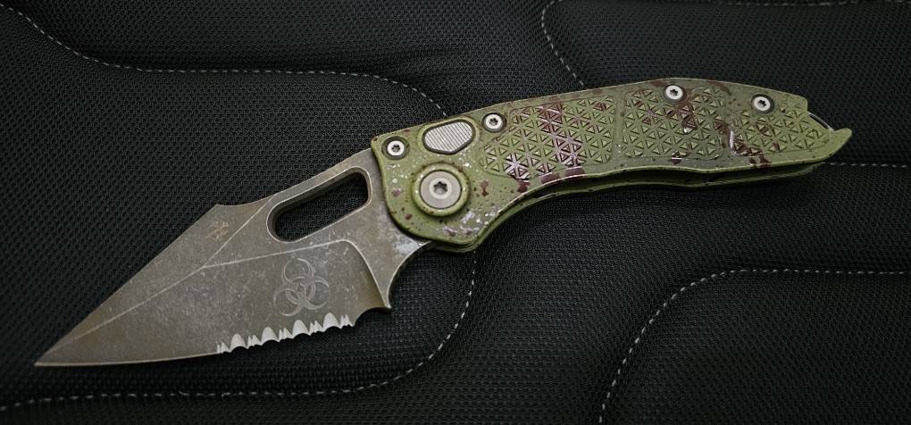 Microtech Borka Stitch Auto Partial Serrated Outbreak