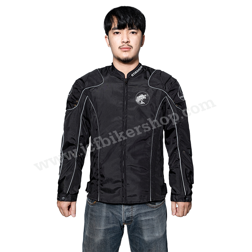 เสื้อการ์ด เสื้อการ์ดมอเตอร์ไซค์ Gyarados ผ้าคอนดูร่ากันน้ำมีการ์ด5จุด+แผ่น EVA 6 จุด+อินเนอร์แขนยาวถอดแยกได้ โลโก้ปักเนี๊ยบทุกจุดไม่สกรีน