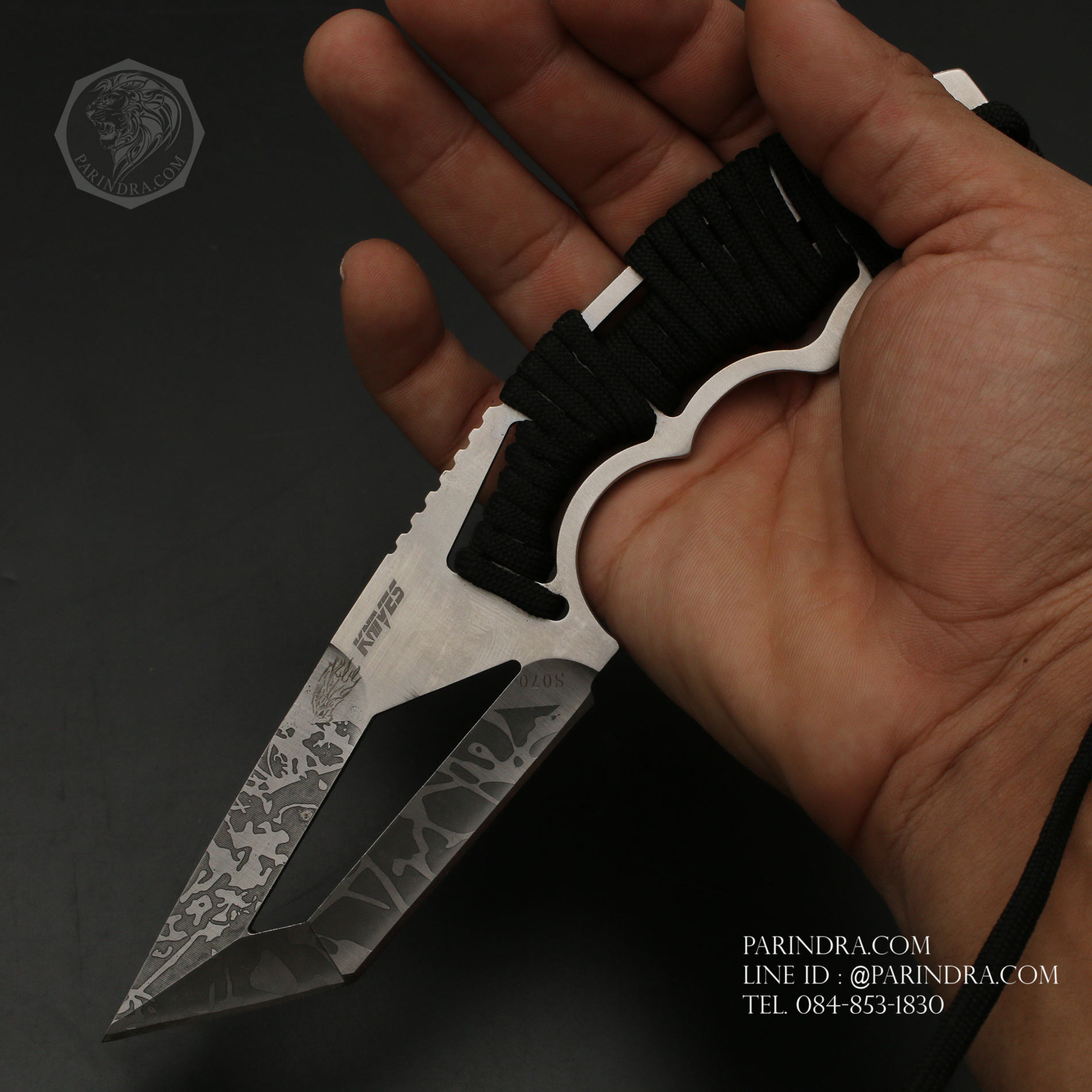 มีดใบตาย KNIVES รุ่น S070 ด้ามเชือกพาราคอร์ดถัก พร้อมซองไนลอน