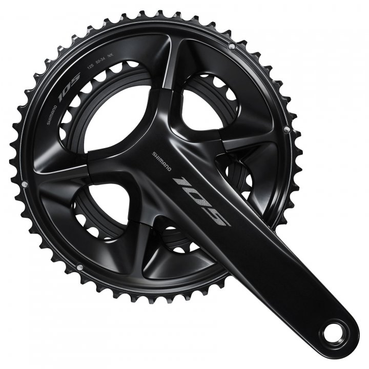 จาน SHIMANO 105 FCR7100 HOLLOWTECH II Crankset 2x12-speed 52X36T, 160MM, 160MM, 165MM, 170MM, 172.5MM,สีดำ, ไม่รวมกะโหลก, มีกล่อง