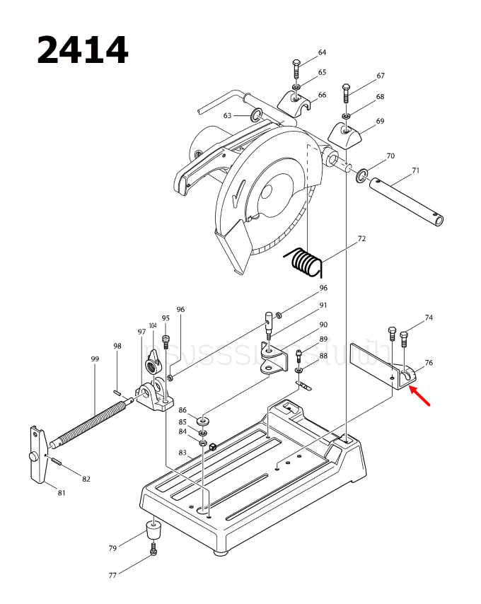 GUIDE PLATE แท่นตัดไฟเบอร์ Makita มากีต้า 2414 [#76] Pn.345145-0 (แท้) ##