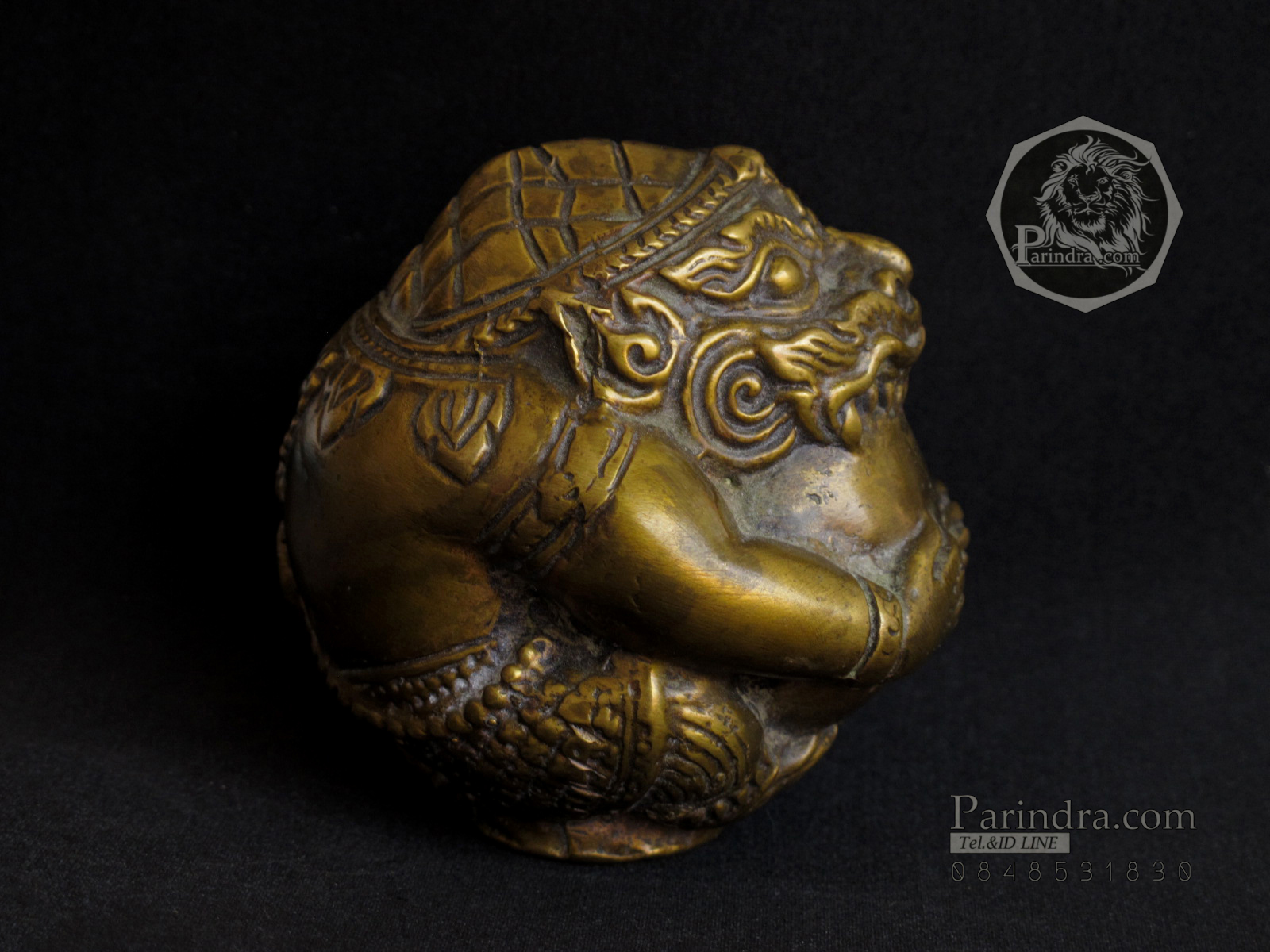 รูปหล่อทองเหลือง หนุมานอมจันทร์ งานฝีมือเก่า