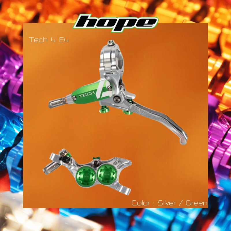 ชุดดิสเบรคหน้า-หลัง HOPE TECH4 E4 NO-ROTOR BRAKE SET (front+rear) "Our hard hitting downhill brake"
