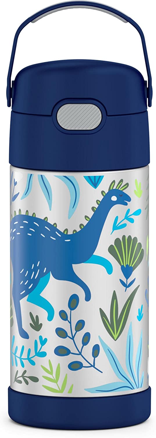 กระติกดูดน้ำแตนเลสหุ้มฉนวนสุญญากาศยี่ห้อ Thermos ของแท้ขนาด 12 ออนซ์ ลาย Dinosaur Kingdom