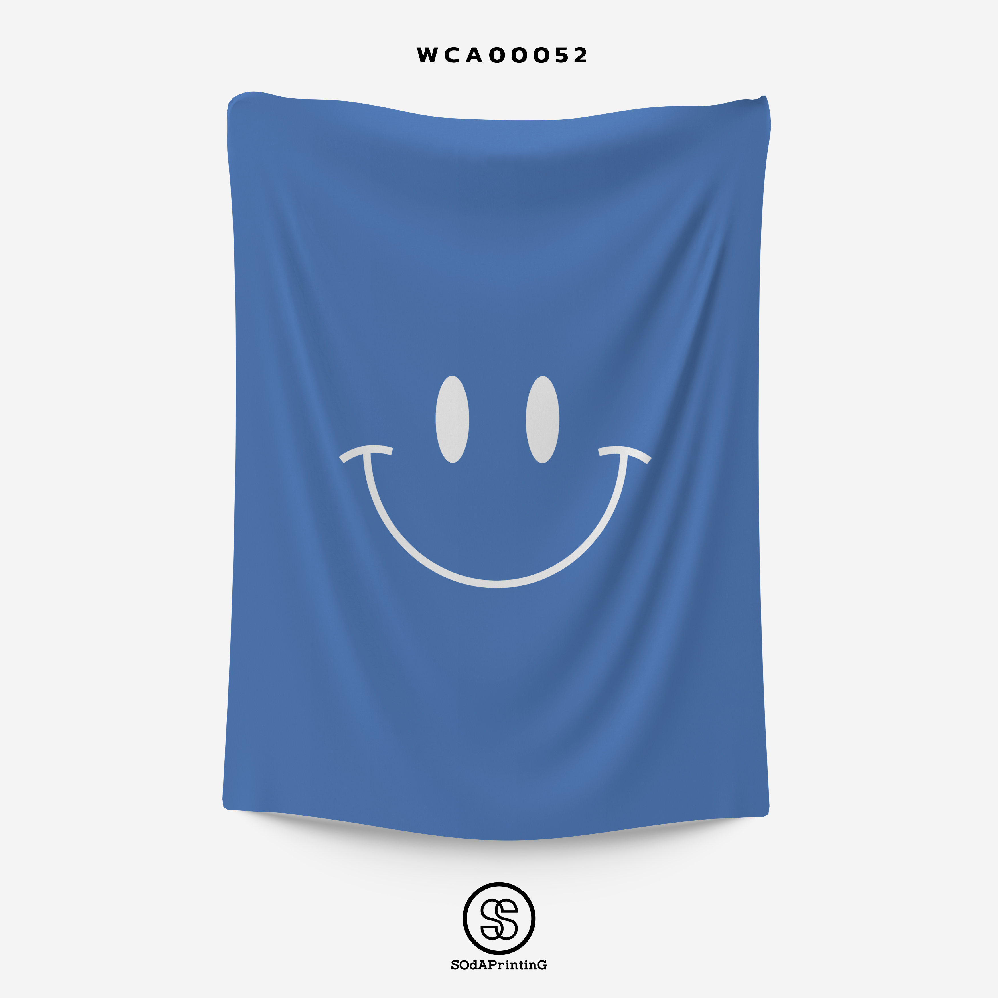 ผ้าติดผนัง ผ้าแขวนผนัง ผ้าตกแต่ง Smiley สีน้ำเงิน WCA00052 #SOdAhome #WallCloth