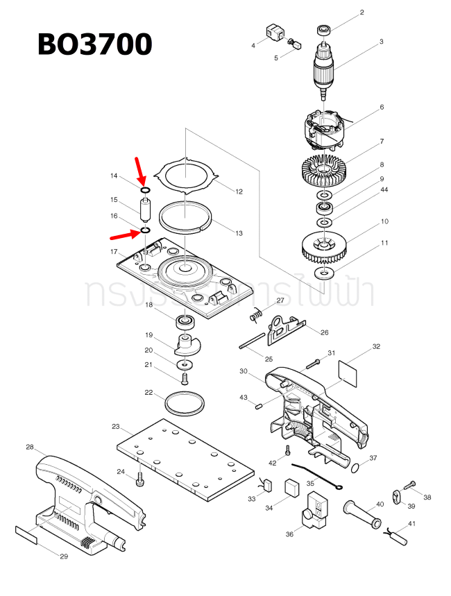 O-RING 4X4 เครื่องขัดกระดาษทราย Makita มากีต้า BO3700 [#14, #16], BO3710 [#37, #39], BO4558, MT920 Pn.213983-7 (แท้) ##