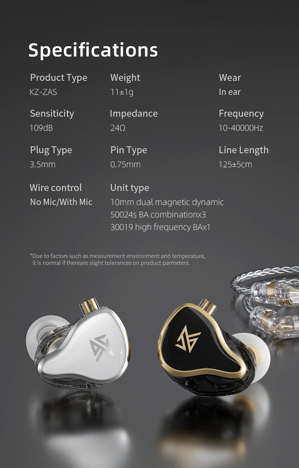 ขาย KZ ZAS หูฟัง 8 ไดรเวอร์ 7BA+1DD ประกันศูนย์ไทย