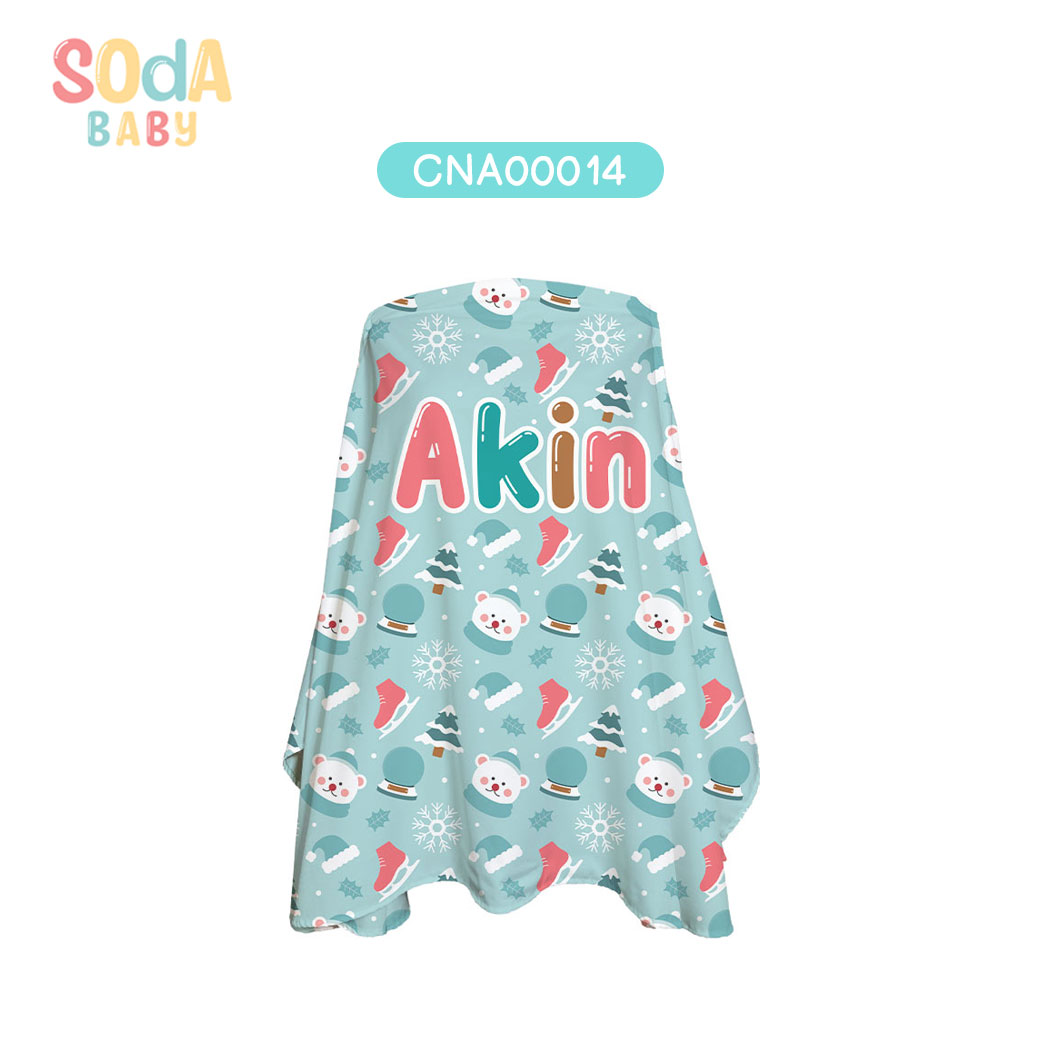 ผ้าคลุมให้นม ลาย Winter #ใส่ชื่อได้ รหัส CNA00014 ⛄️❄️#Winter #SOdAbaby