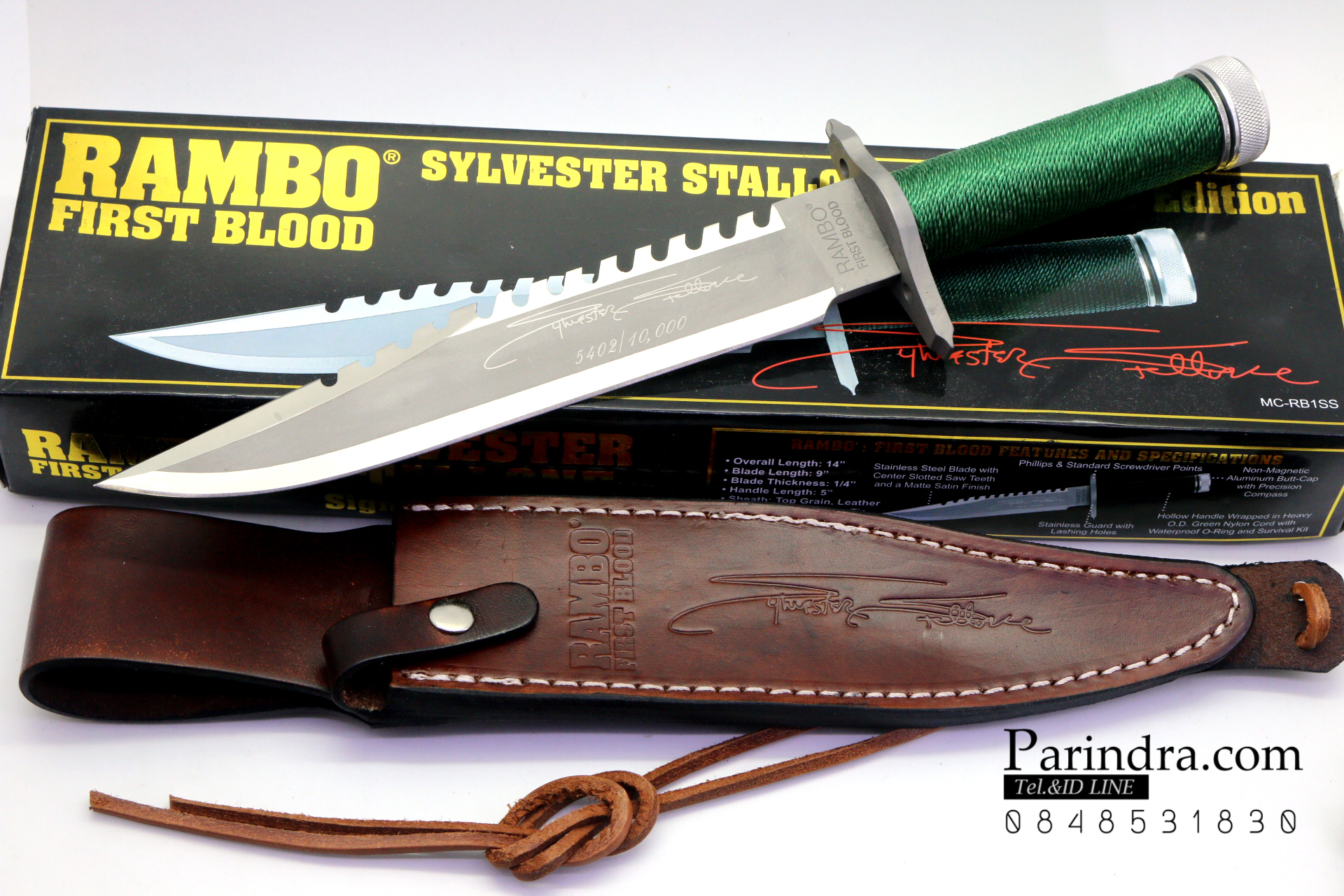 มีดเดินป่าใบตาย RAMBO FIRST BLOOD Sylvester Stallone Signature Edition สุดโหด OEM