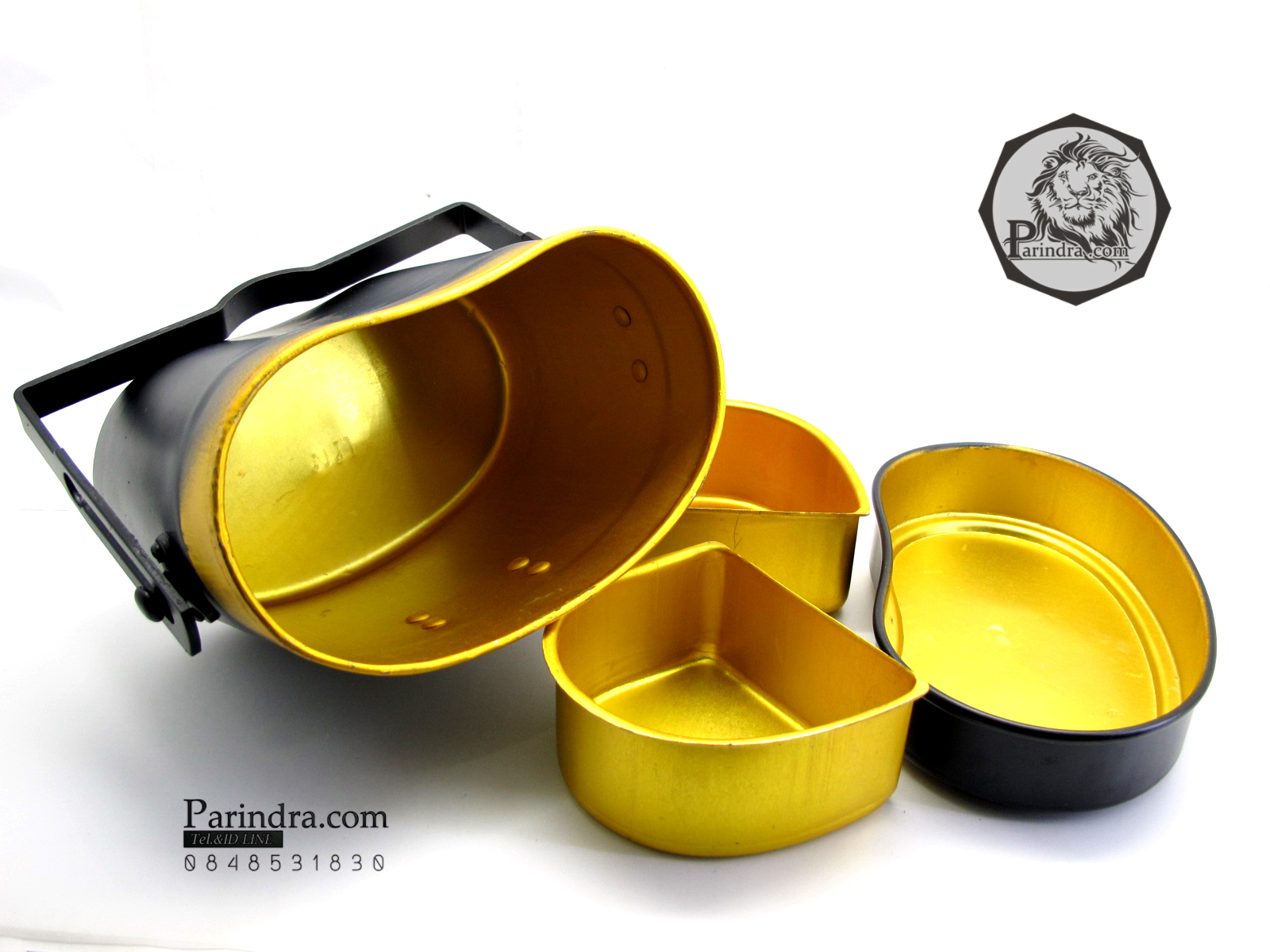 หม้อสนามอลูมิเนียม ทรงอเมริกัน อย่างดี ทบ. สีดำสนิท