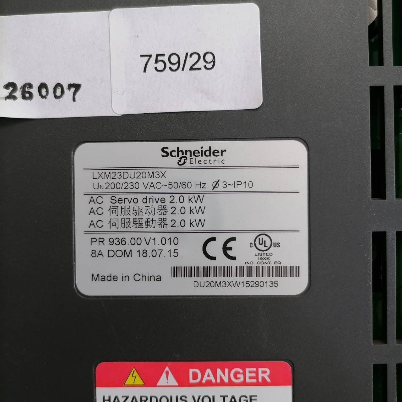 LXM23DU20M3X SERVO DRIVE " SCHNEIDER "