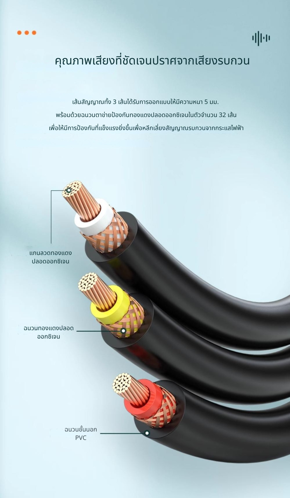 ERTK AVเข้า3ออก3 สายสัญญาณภาพและเสียง AV เข้า 3 ออก 3 เหลือง ขาว แดง ประกันศูนย์ไทย