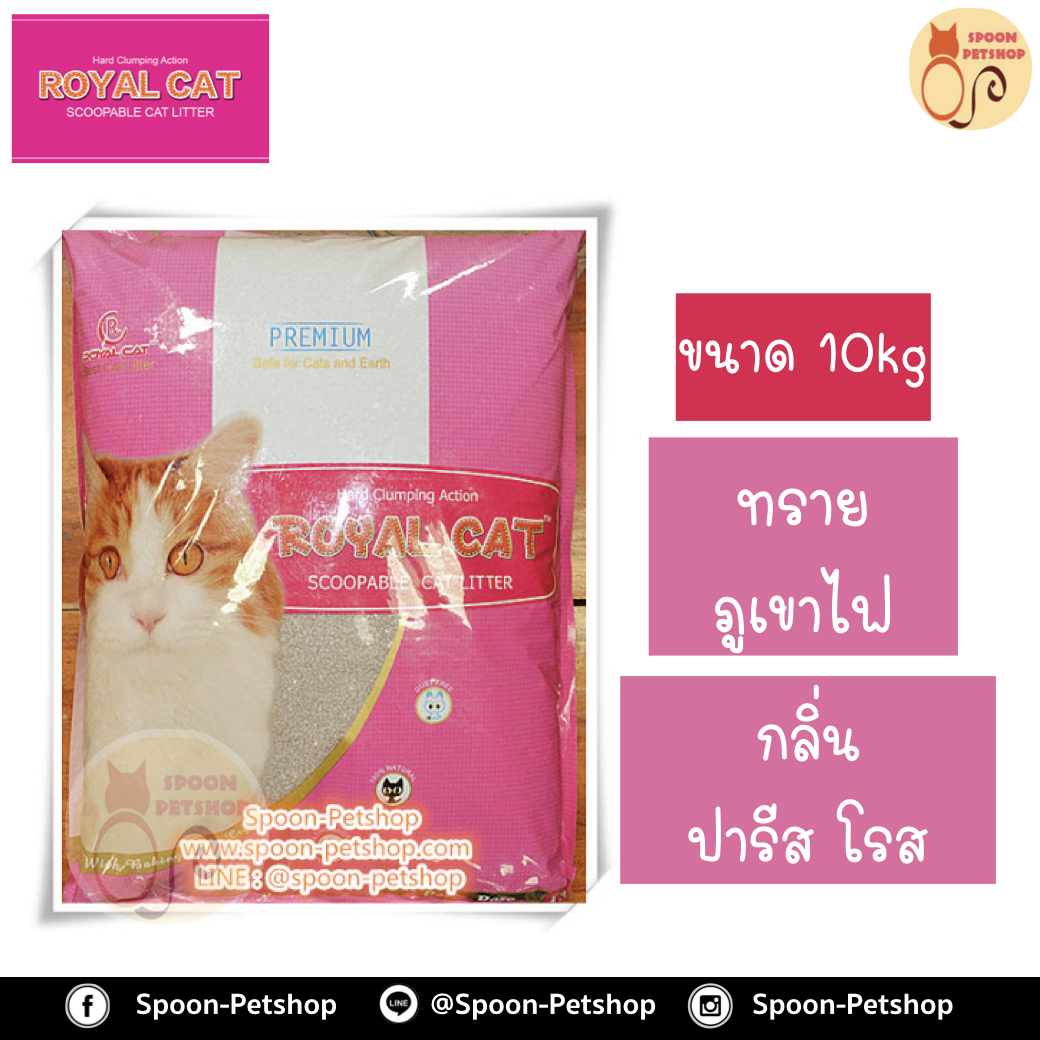 ทรายแมว Royal Cat ทรายภูเขาไฟ กลิ่นพารีส โรส 10kg ประหยัดกว่าทรายเบนโทไนต์ จับตัวเป็นก้อนดี รวดเร็ว