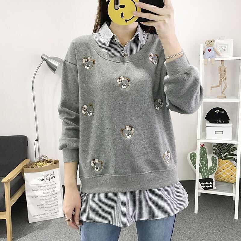 เสื้อยืดกันหนาวปักลายหมี