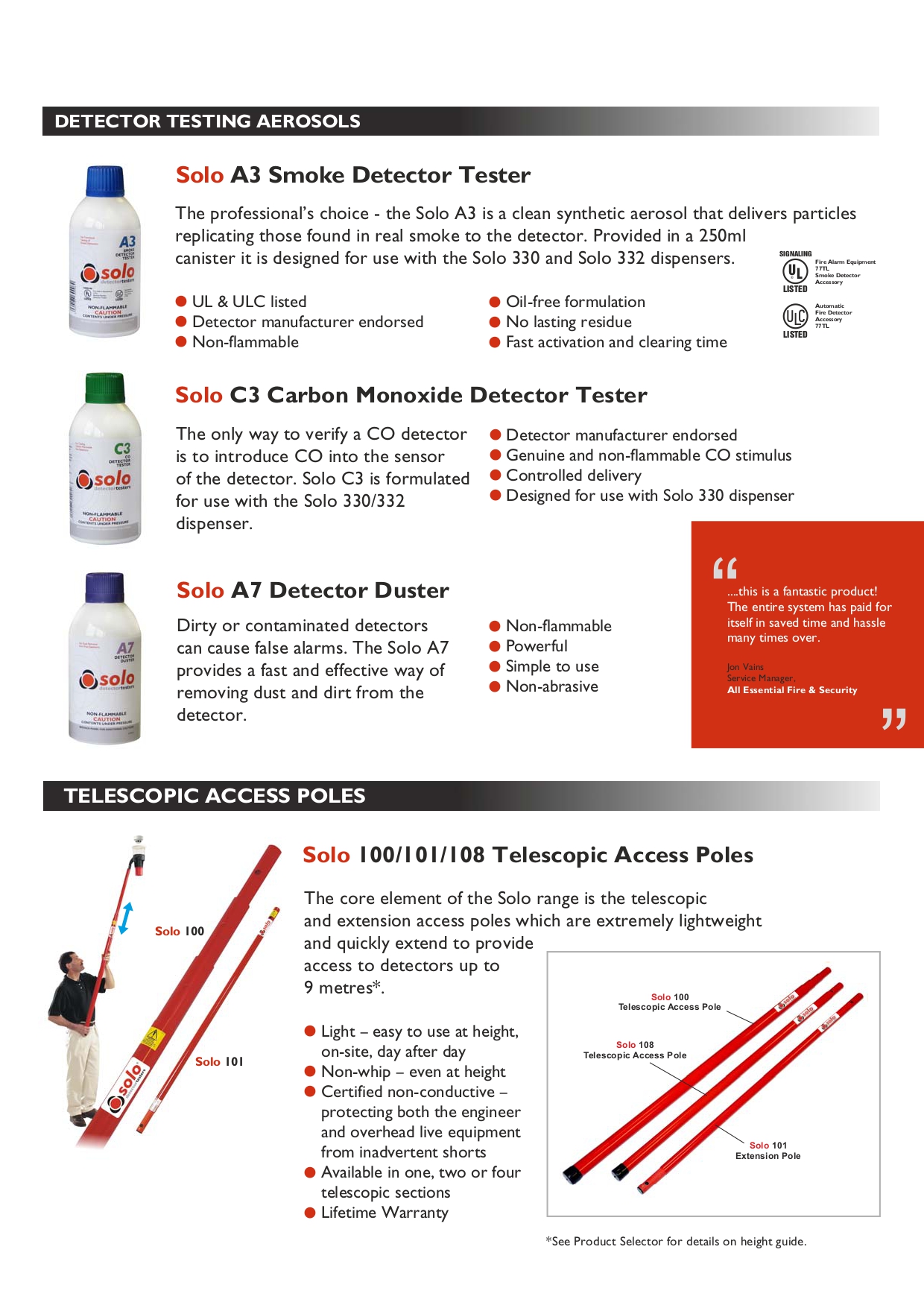 SOLO รุ่น SOLO101 ด้ามต่ออุปกรณ์ตรวจสอบ TELESCOPIC ACCESS POLE