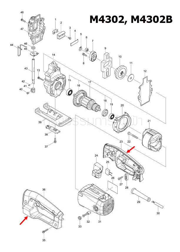 ด้ามสวิทช์ จิ๊กซอว์ Maktec, Makita MT430, M4302, M4302B [#23,36] Pn.188618-8 (แท้) ##(**)