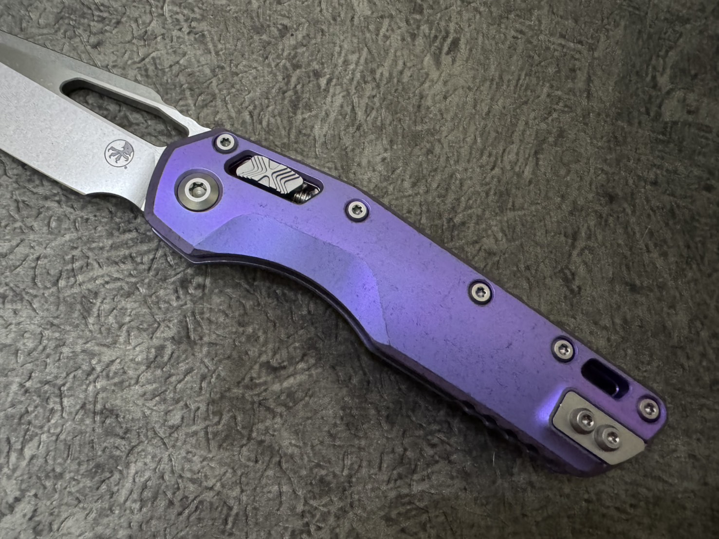 Microtech Marfione Select MSI RAM LOK Purple Haze Titanium Handles w/ Purple Accents & Stonewash M390MK