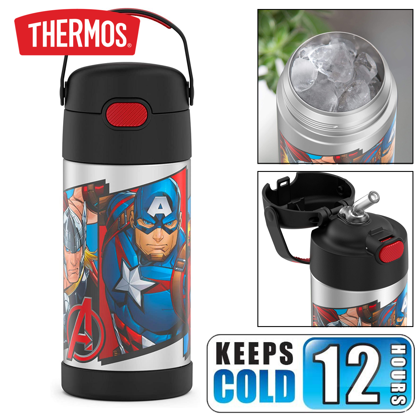 FUNTAINER® WATER BOTTLE 12OZ AVENGERS