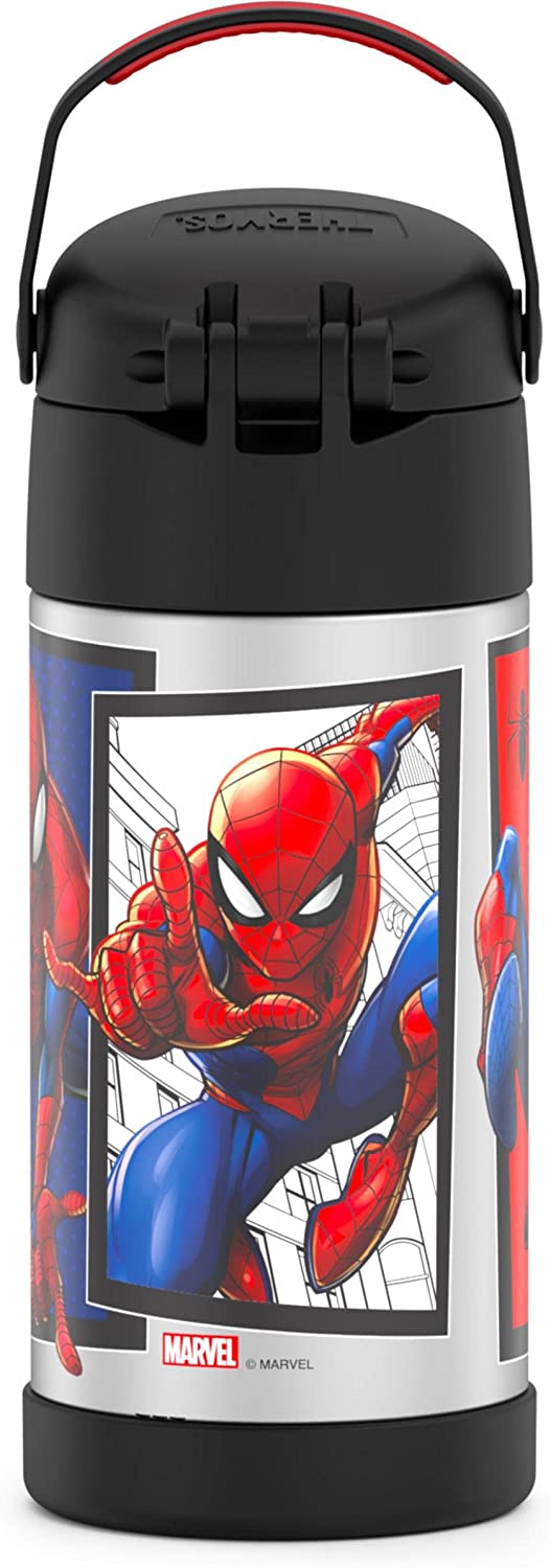 กระติกดูดน้ำแตนเลสหุ้มฉนวนสุญญากาศยี่ห้อ Thermos ของแท้ขนาด 12 ออนซ์ ลาย Spider-Man 2