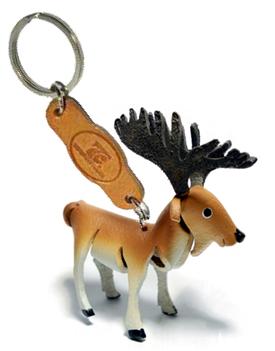 พร้อมส่ง พวงกุญแจหนังแท้ Handmade รูปกวางมูธ