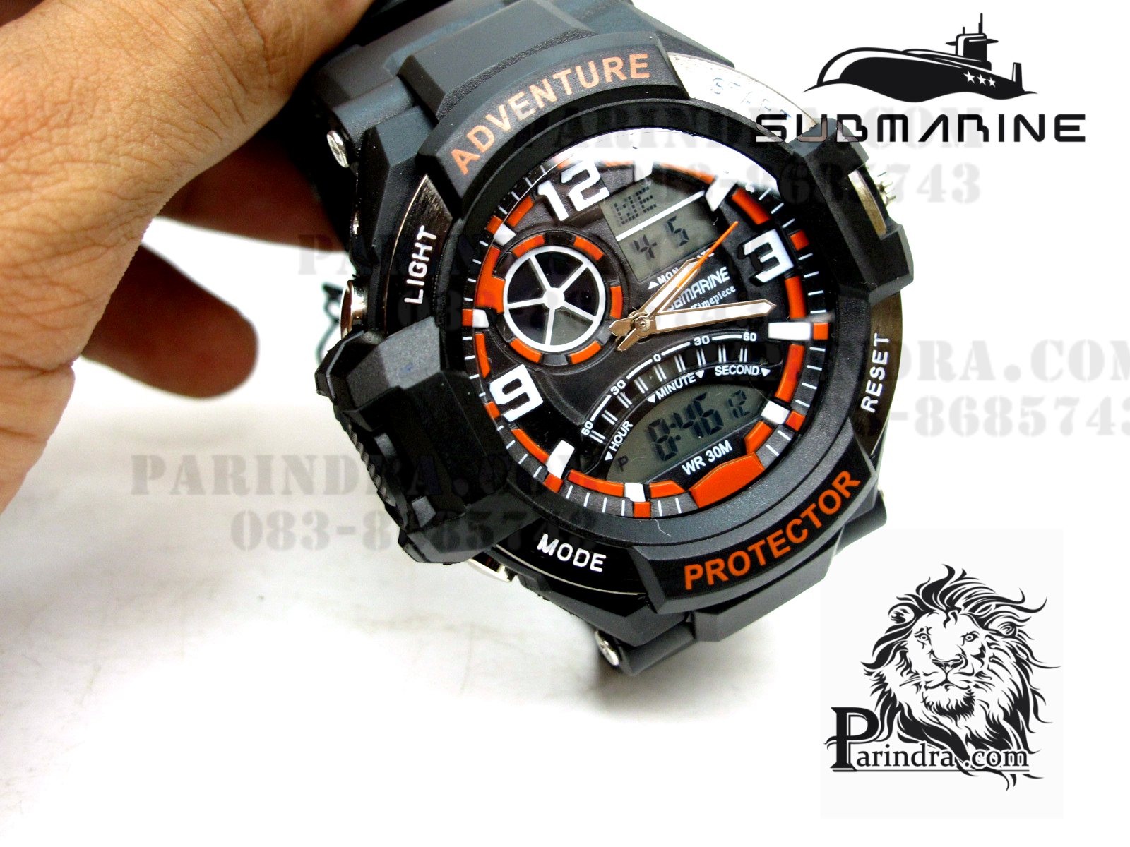 นาฬิกา US submarine Adventure Protector รุ่น TP3156M สีดำตัดส้ม(พื้นเทา)