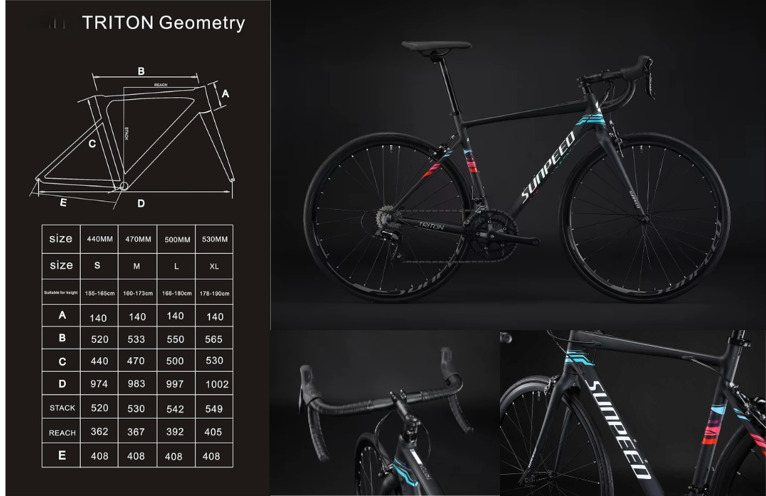จักรยานเสือหมอบ SUNPEED TRITON | เฟรมอลูมิเนียม | เกียร์ SENSAH REFLEX 16 สปีด | ล้อ 700C | สีเทา น้ำเงิน ดำ