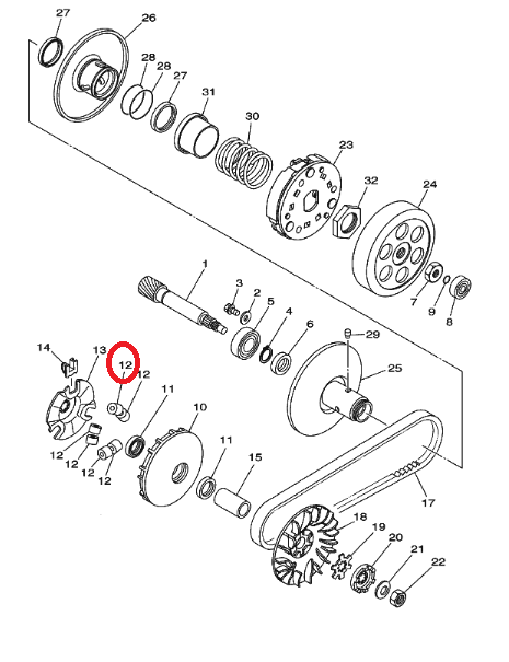เม็ดตุ้มน้ำหนัก แท้ศูนย์ FINO (ปี2007-2009)/ ฟีโน่ (ปี2007-2009) เม็ดใหญ่(YAMAHA/ยามาฮ่า( WEIGHT) เม็ด / ตุ้มน้ำหนักแรงเหวี่ยง