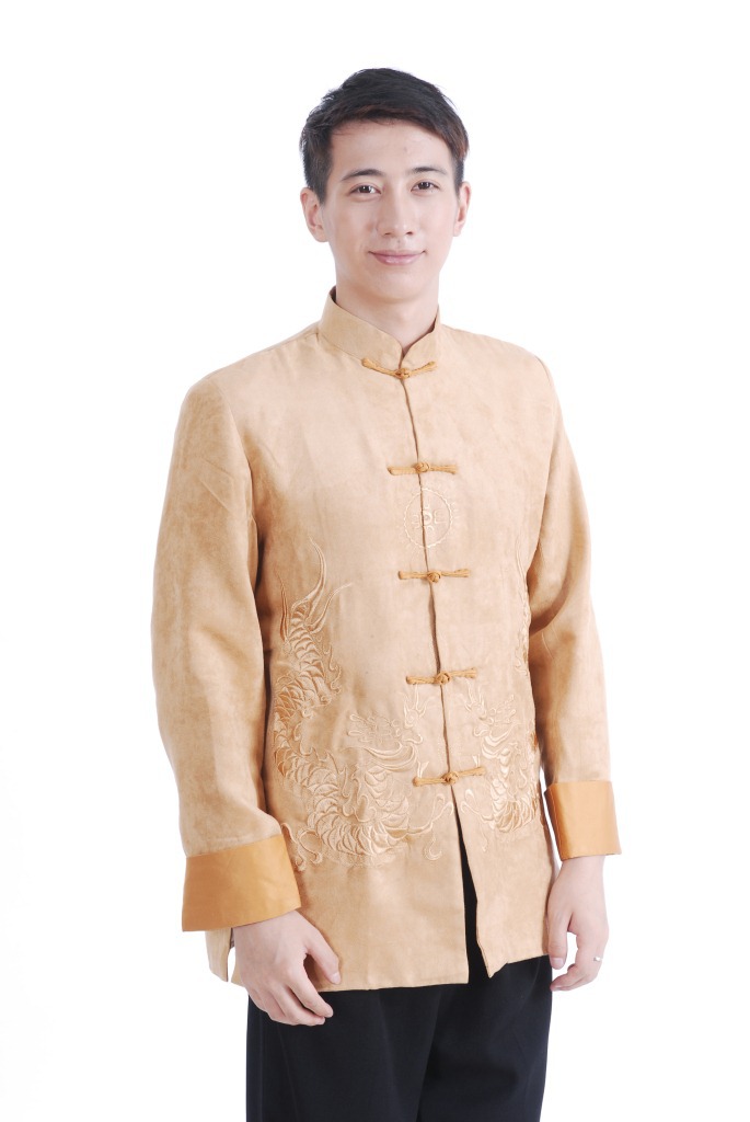 Pre-order ชุดจีน เสื้อจีนชาย แขนยาว สีทอง