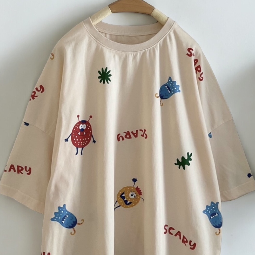 เสื้อยืดลายพิมพ์ทรงโอเวอร์ไซส์