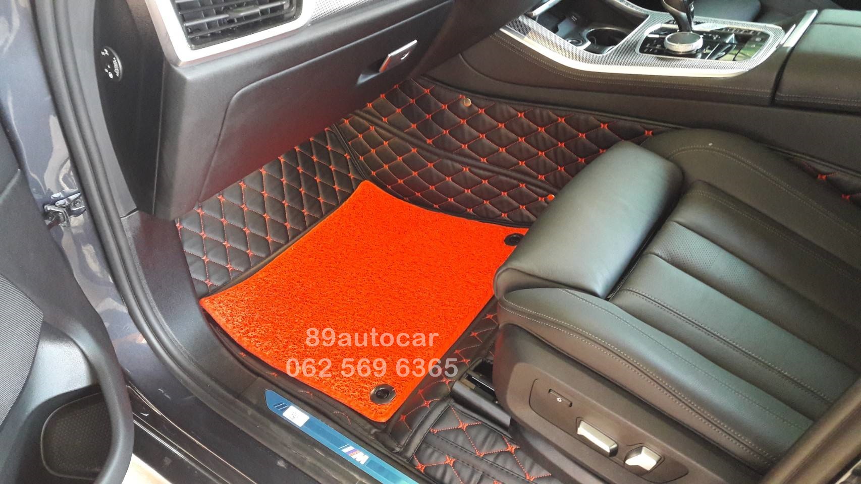 พรมรถยนต์ BMW X5 2020 ปูพรม7D สีดำด้ายแดง + พรมดักฝุ่นสีแดง เต็มคัน